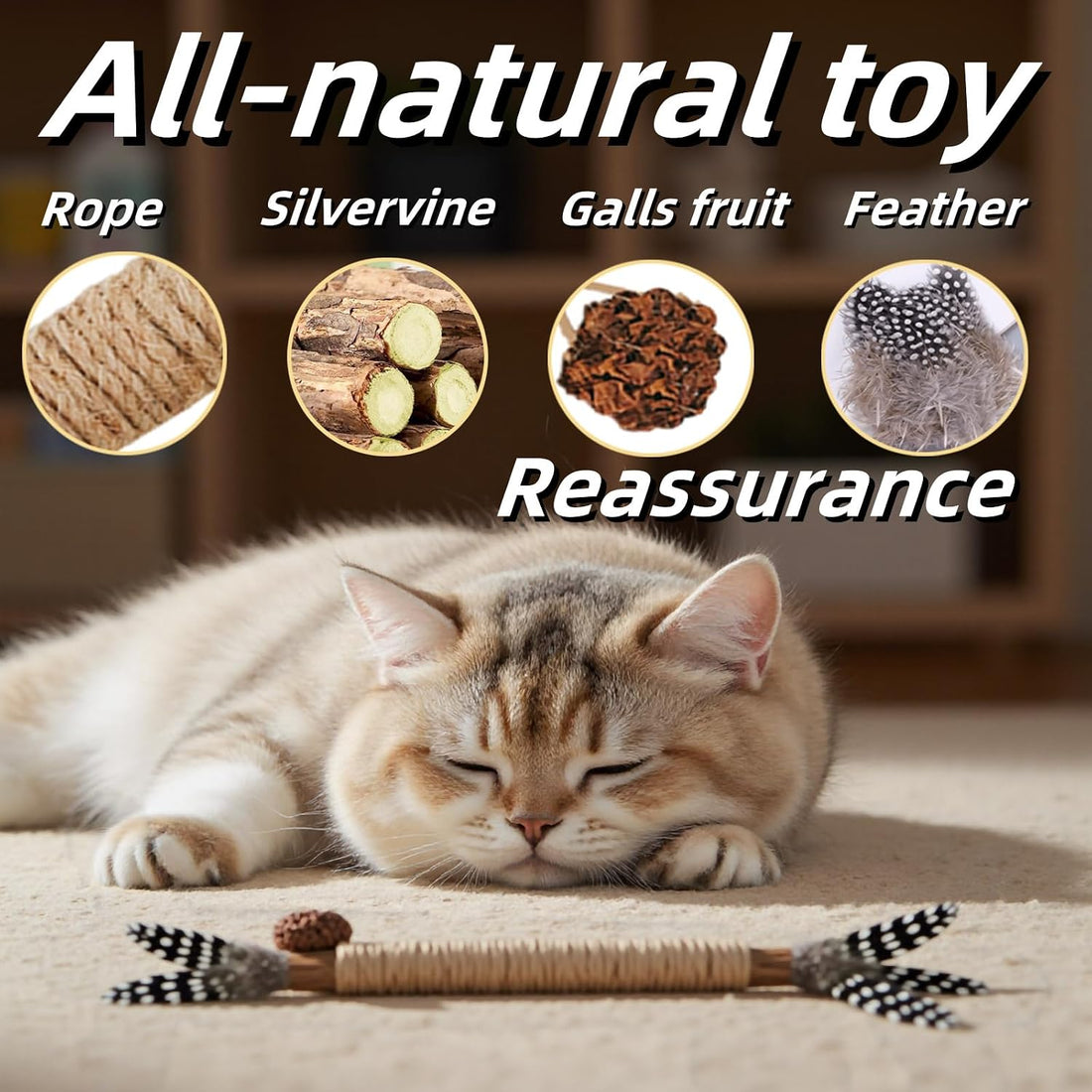 GREMBEB Cat Toys,3 Pack Silvervine Cat Feather Toy Kitten Chew Stick