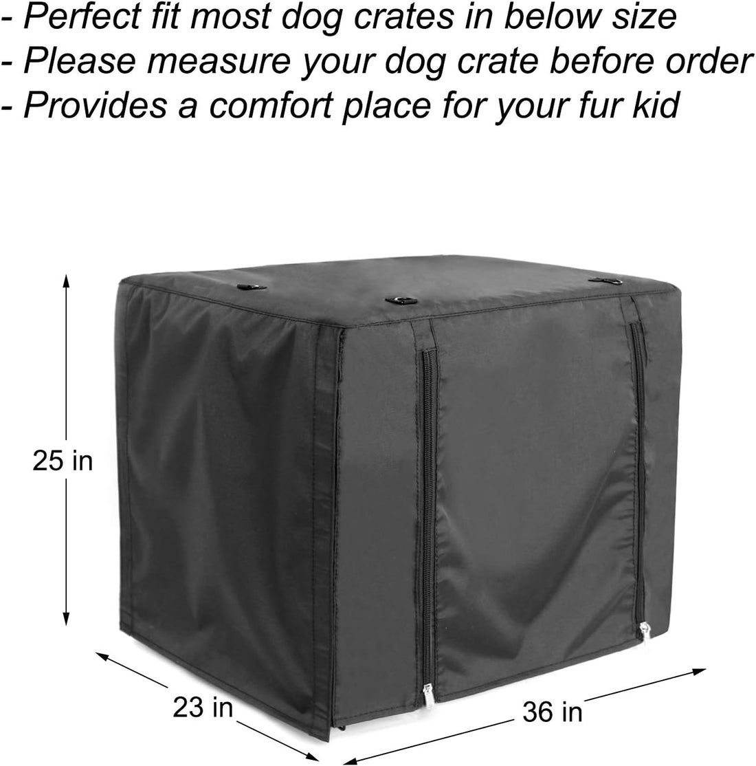 Double Door Breathable Dog Crate Cover, Black