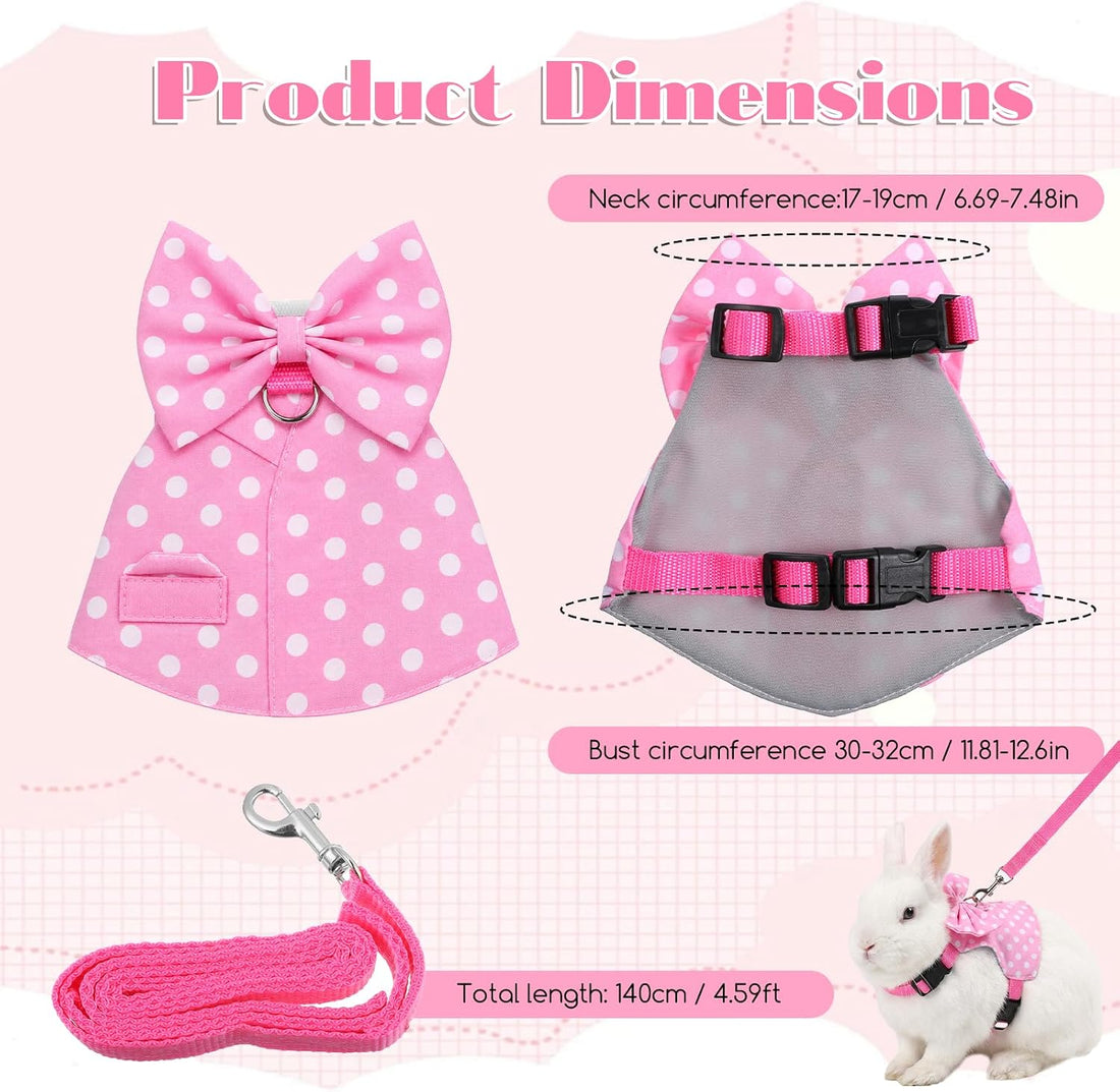 Bunny Harness and Leash Set, Adjustable Rabbit Harness with Buckle