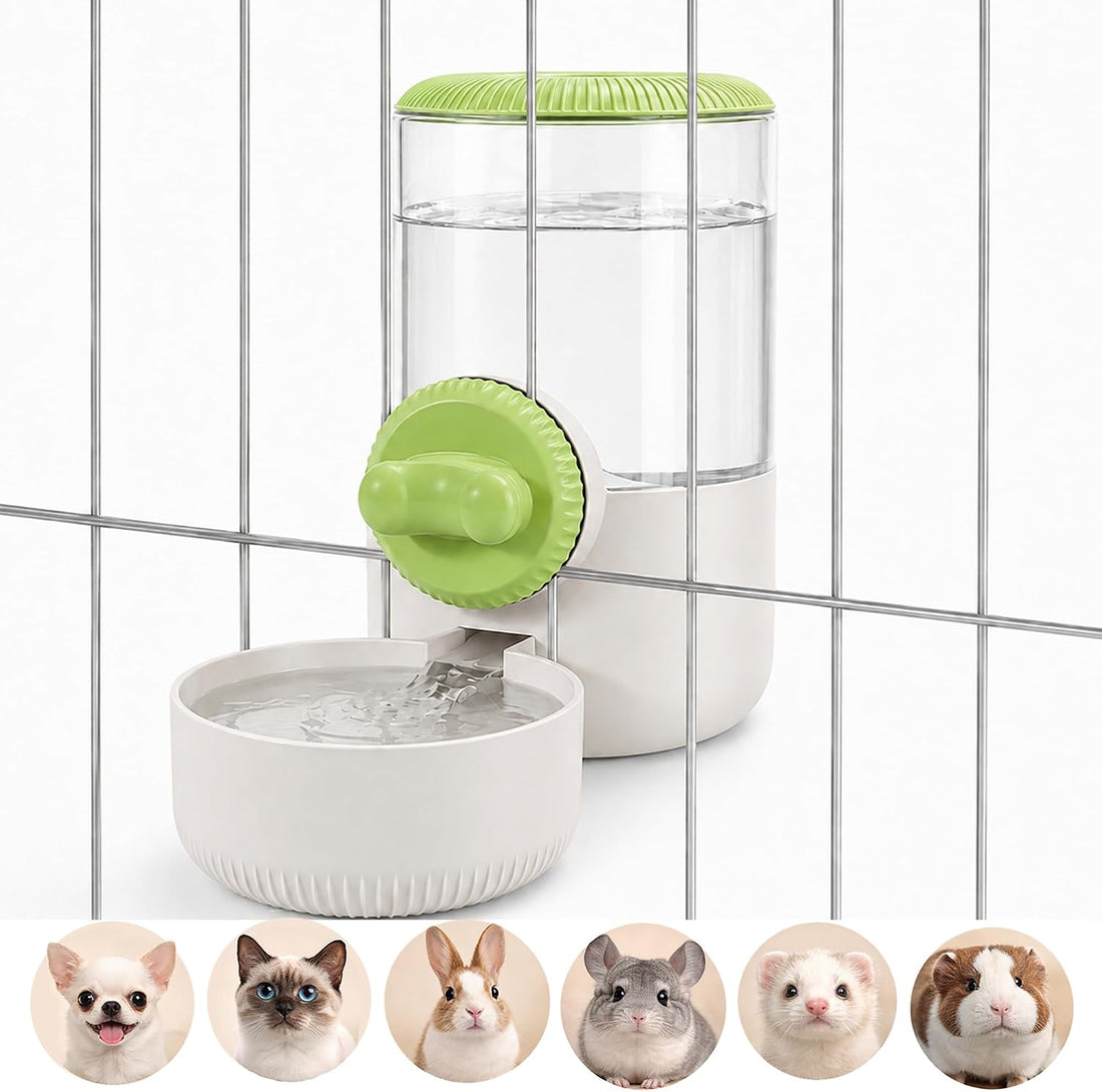 34 oz Cage-Hanging Gravity Water Bowl & Pet Water Dispenser