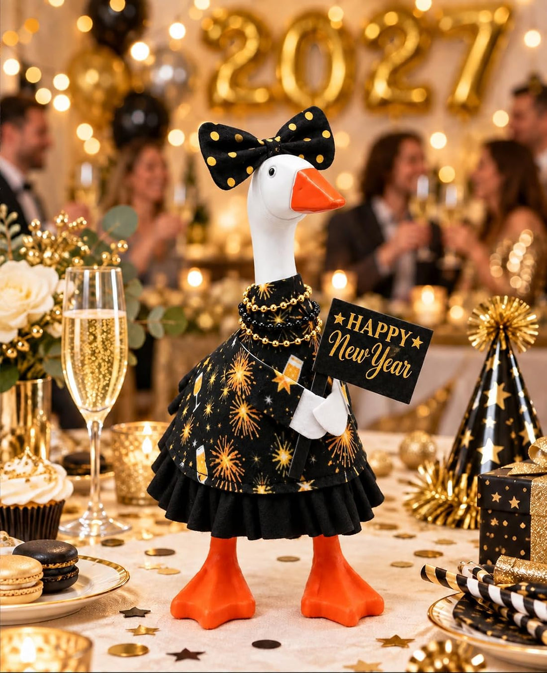 Desk Goose Outfits 7 inches, New Year's Eve Mini Desktop Goose Cloth