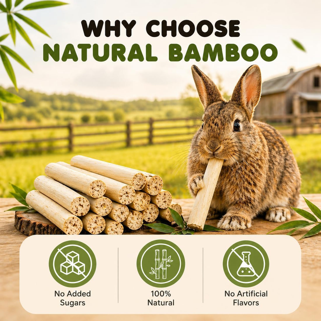 SunGrow Sweet Bamboo Chew Sticks for Rabbits