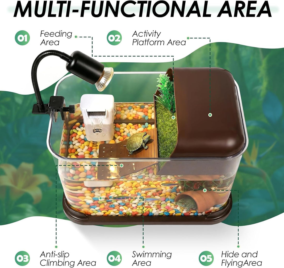 Turtle Tank Starter Kit,All-in-One Aquatic Turtle Aquarium Habitat