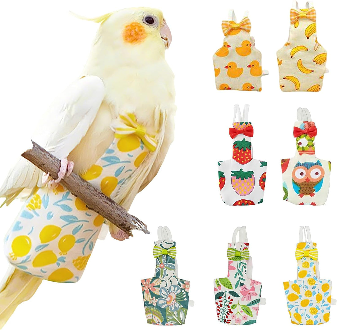 QBLEEV Bird Diapers, Reusable Cockatiel Flight Suit with Adjustable