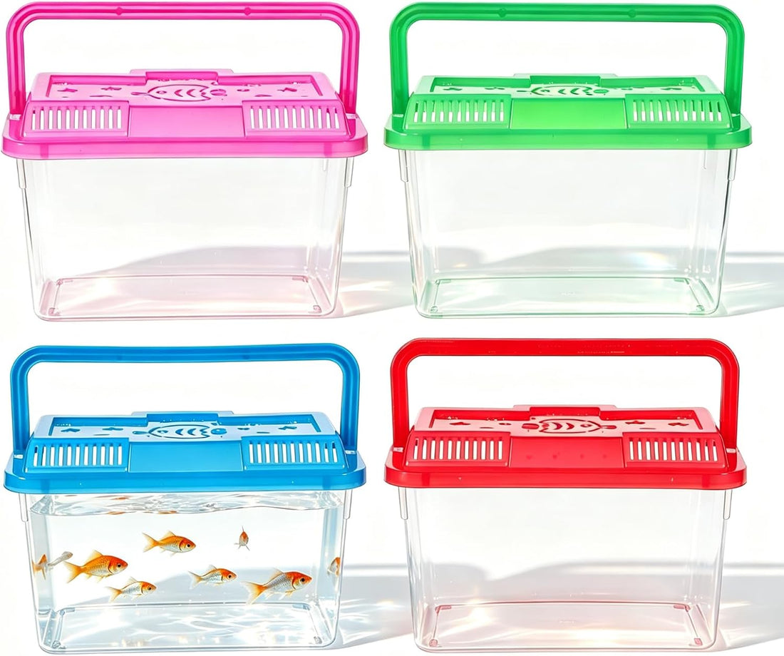 NOLITOY 4 pcs Thick Plastic Portable Fish Tank Mini Aquarium Travel