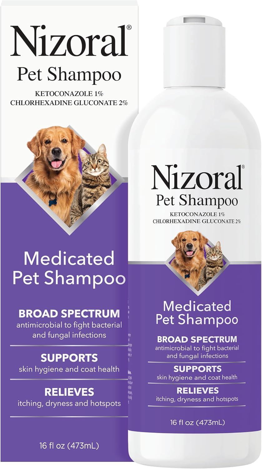 Nizoral Ketoconazole Pet Shampoo, 16 Oz, Chlorhexidine, Dogs & Cats