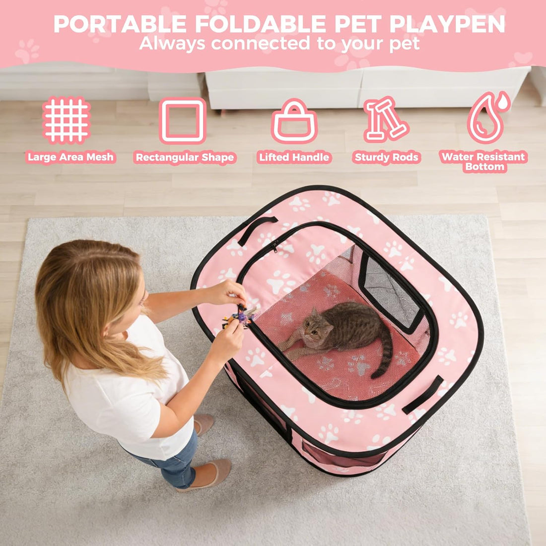Homimp Portable Pet Playpen for Indoor Cats & Puppies