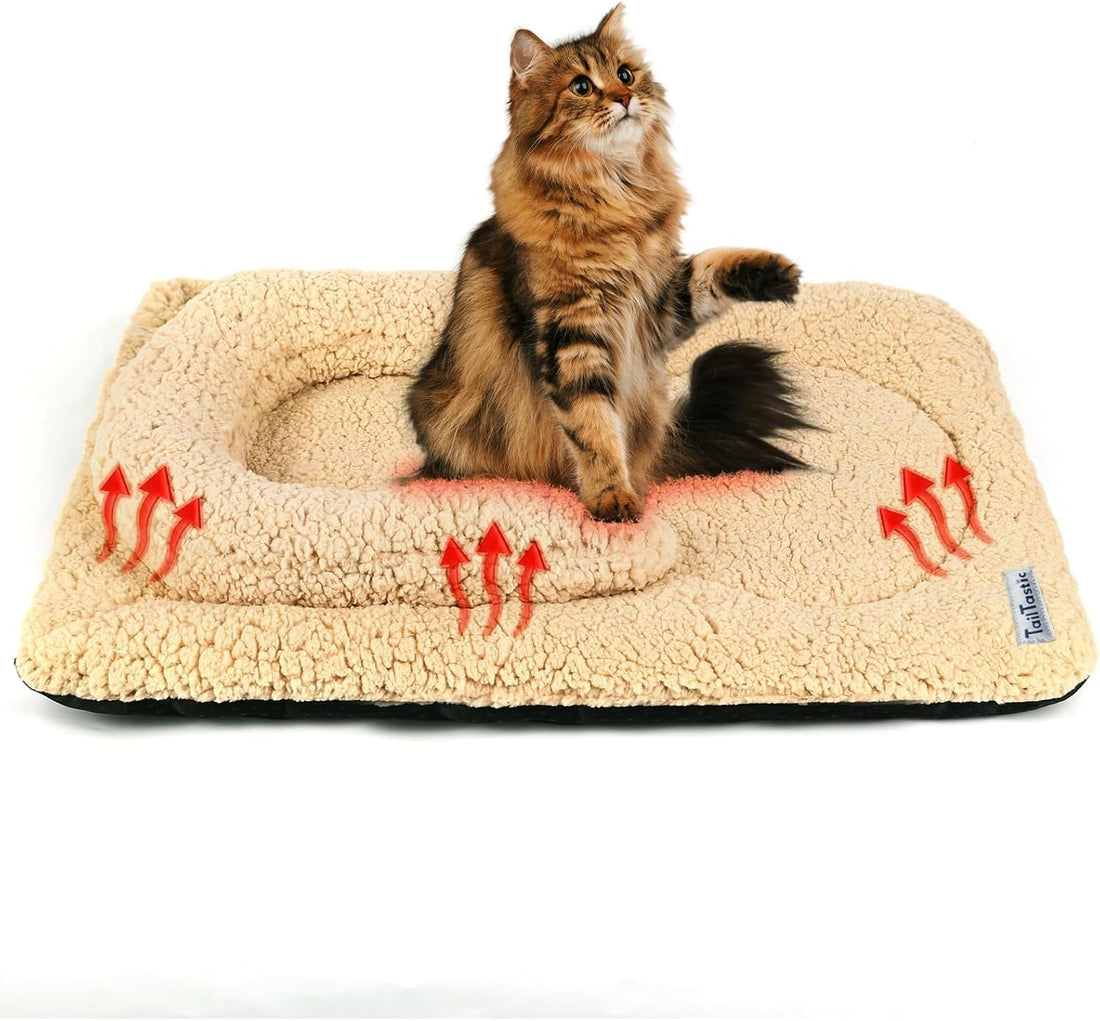 TailTastic Self Warming Cat Bed with U-Shaped Pillow for Warmth