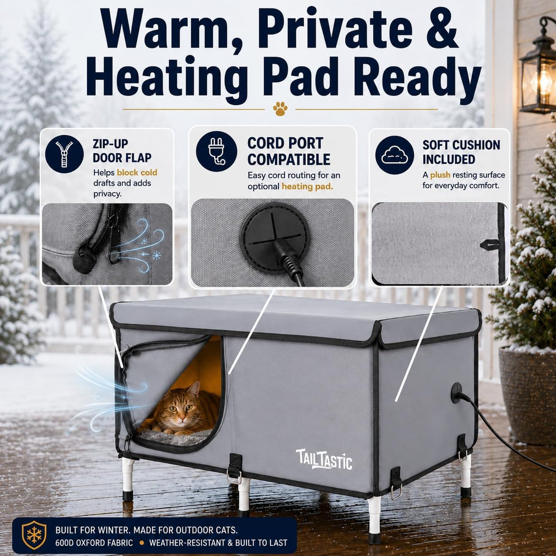Outdoor Cat House Elevated,Insulated Feral Cat House Outdoor