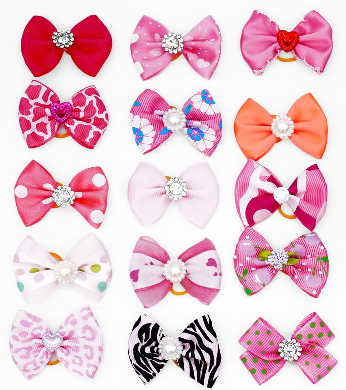 PET SHOW 100 Pack Girl Dog Hair Bows with Rubber Bands for Small Dogs
