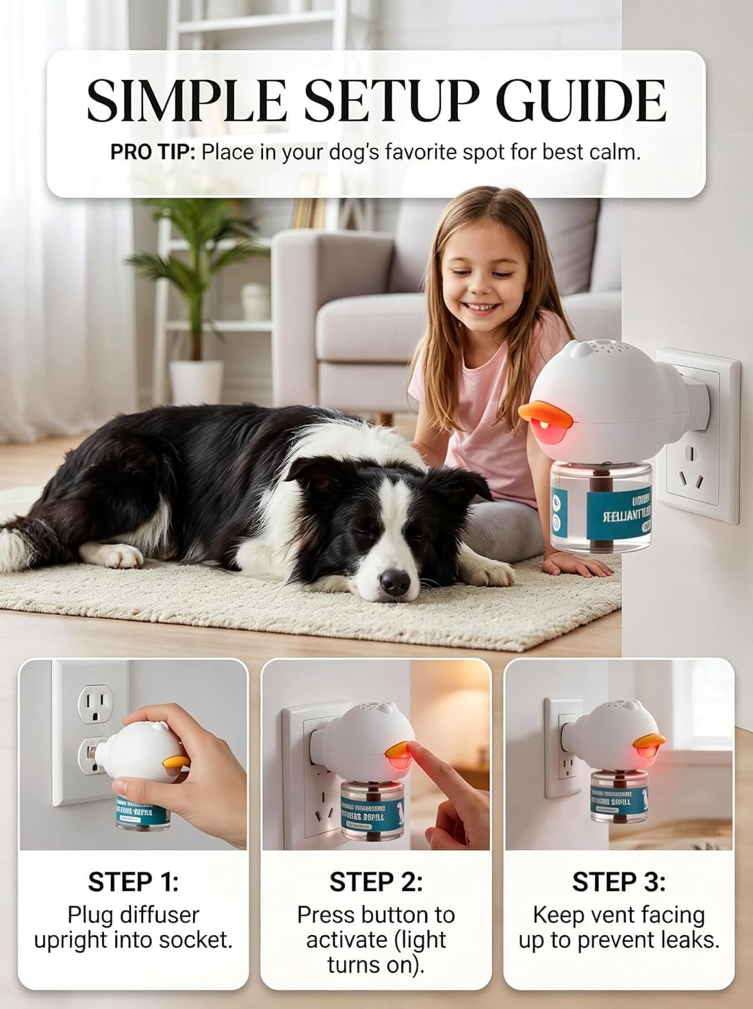 2026 Upgraded Dog Calming Diffuser Refills Kit with 2 Diffusers & 4