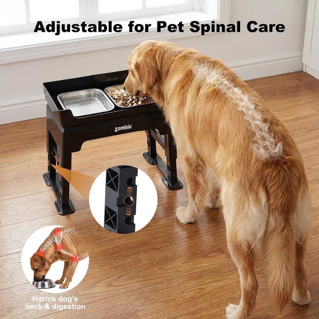 ZOMISIA 3-in-1 Elevated Dog Bowls