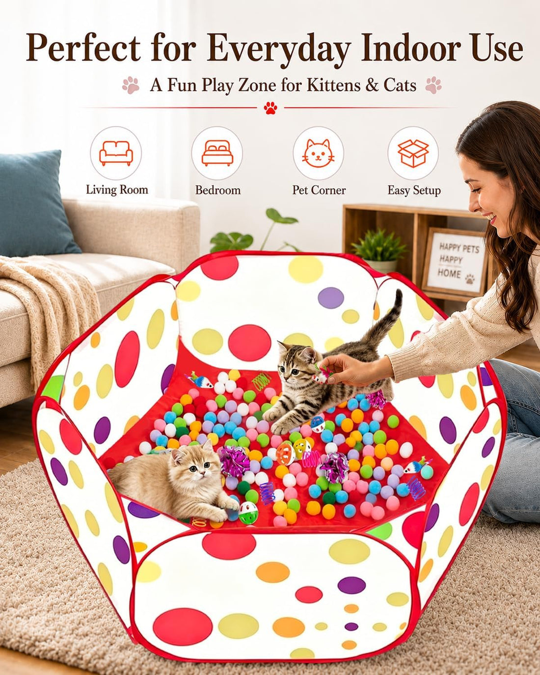 Cat Ball Pit with 227 Pcs Interactive Cat Toys