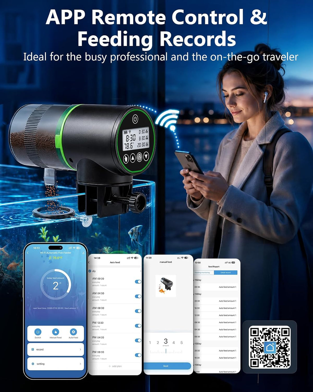 WiFi Automatic Fish Feeder for Aquarium with Temperature Monitoring