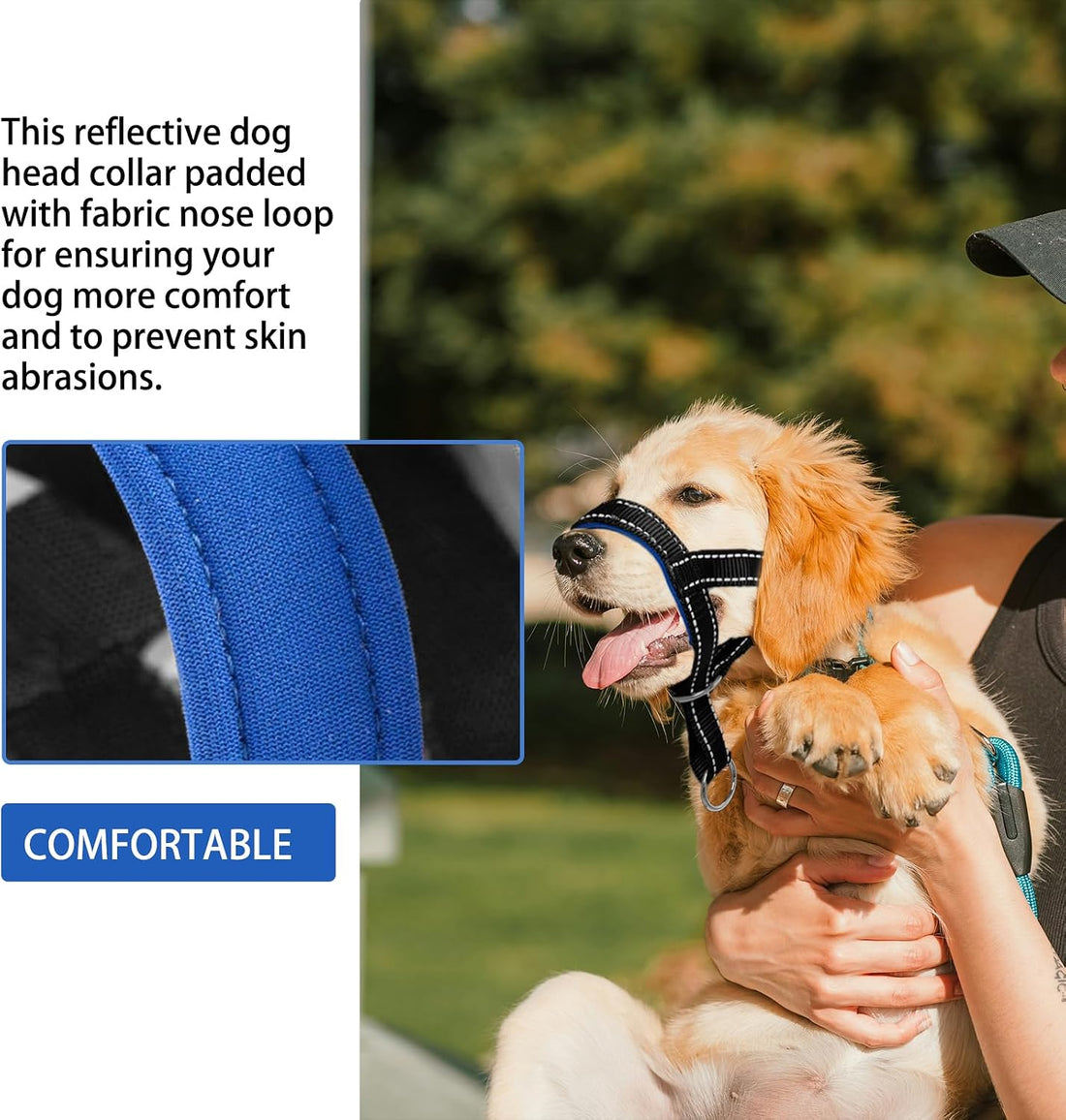 Dog Head Collar, Head Collar with Reflective Strap to Stop Pulling