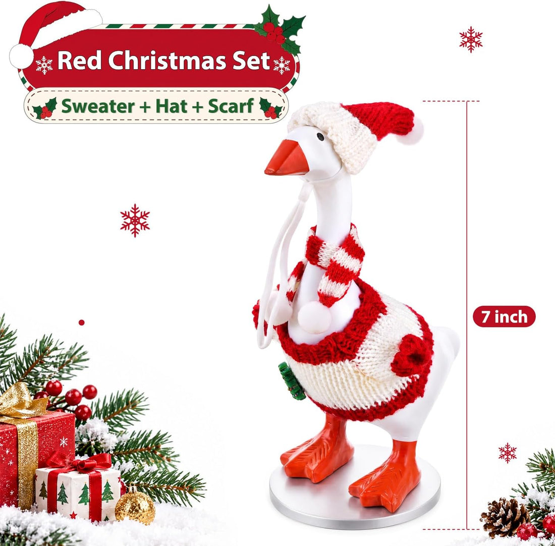 Christmas Desk Goose Outfits 7 Inch, 2 Crochet Sweater Sets