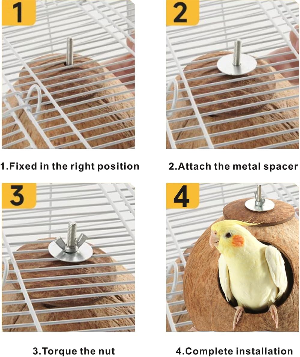 Bird Nest for Cage Natural Coconut Shell Bird House Parakeet Nesting