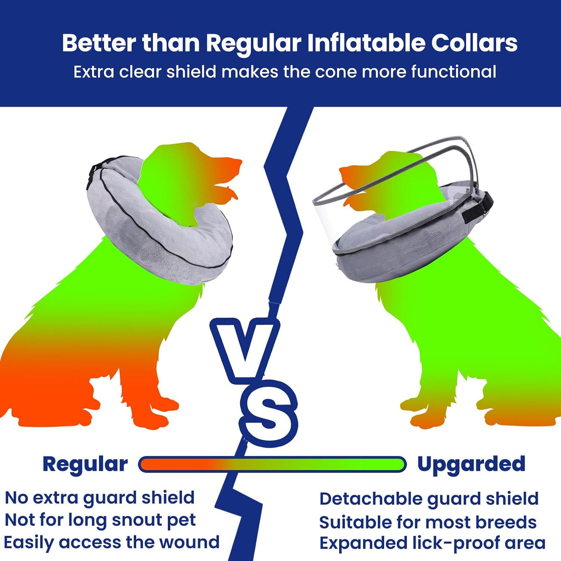 BARKLESS Inflatable Dog Cone for Large Dog to Stop Licking with Soft