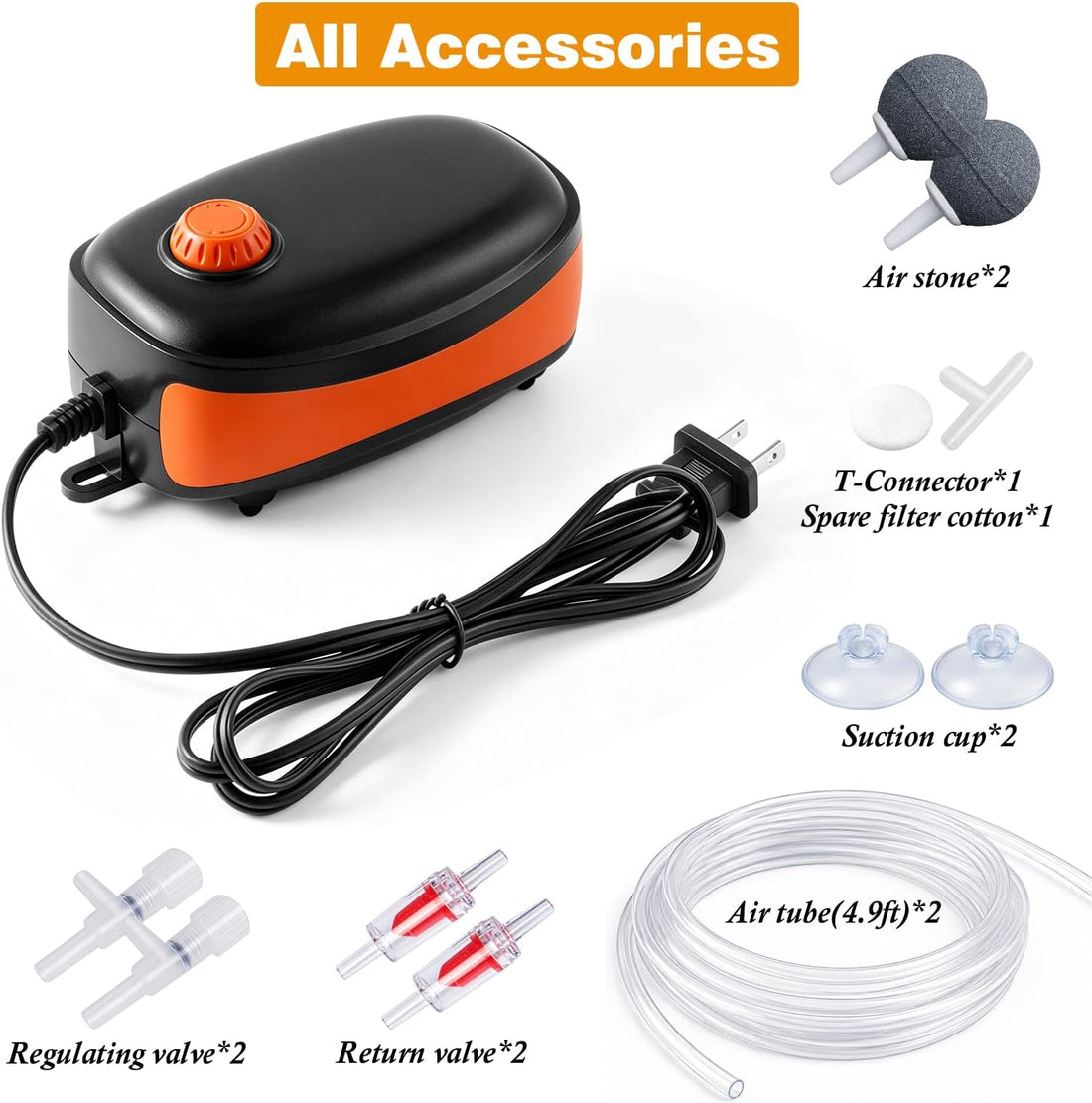 FEDOUR 4W/5W/8W Aquarium Corded Electric Air Pump