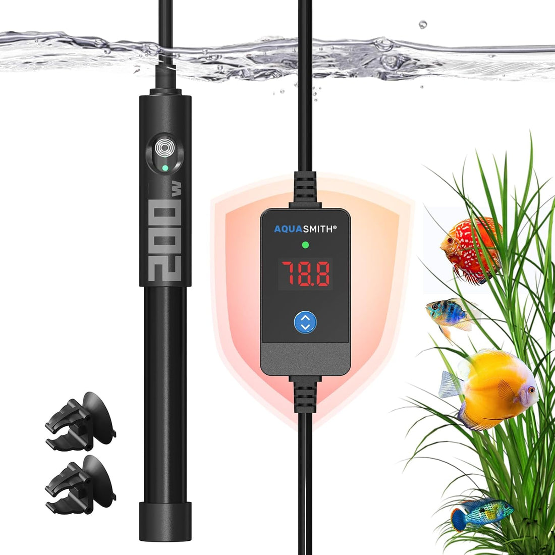 AQUASMITH 50W Aquarium Heater for 5-10 Gallon Tanks