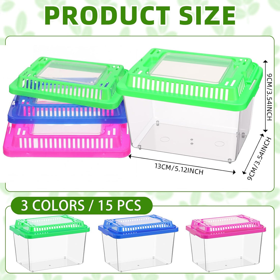 LemonRoad 15 Pcs Plastic Reptile Terrarium Carrier Cage
