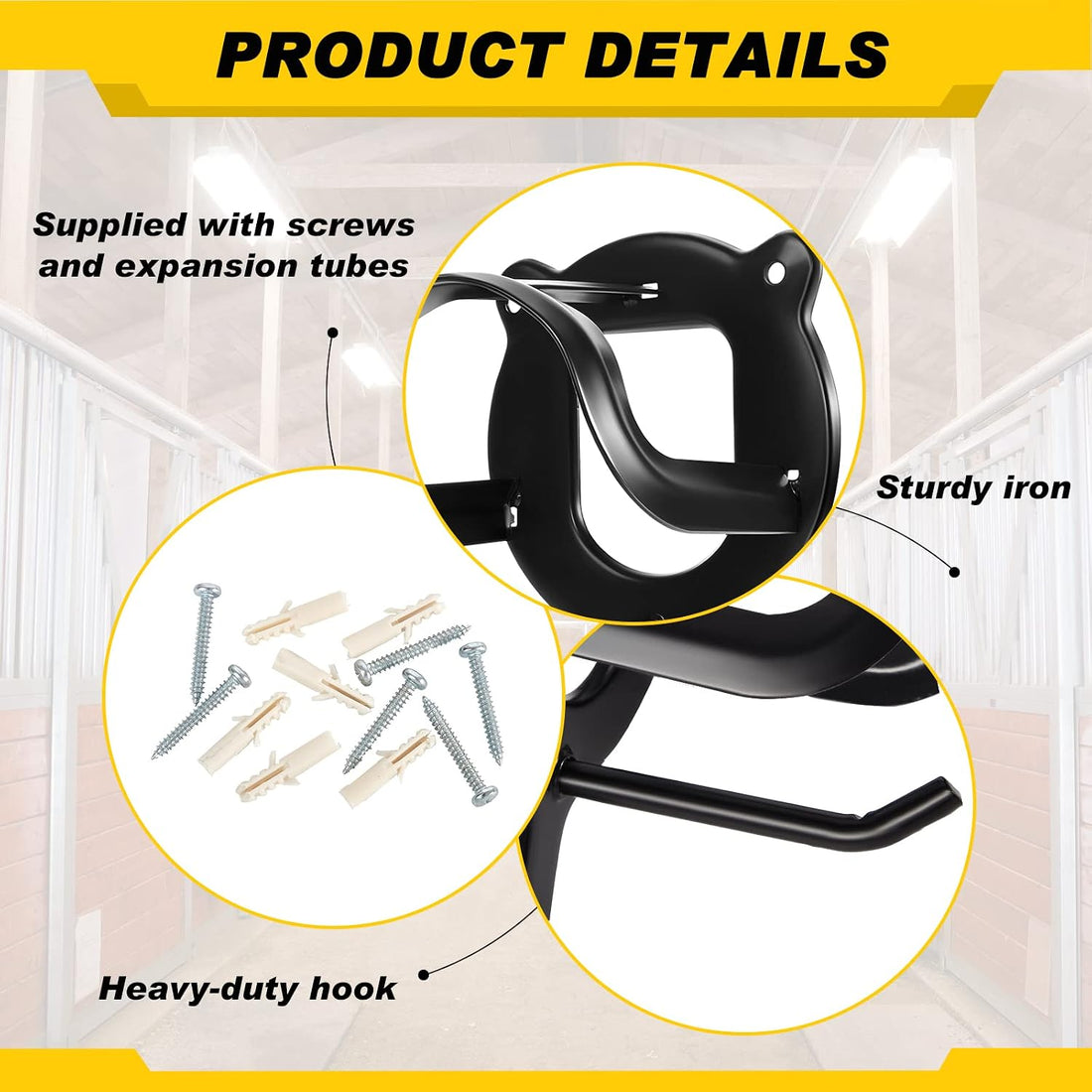 Dunzy 3 Pcs Bridle Hooks Horse Bridle Rack