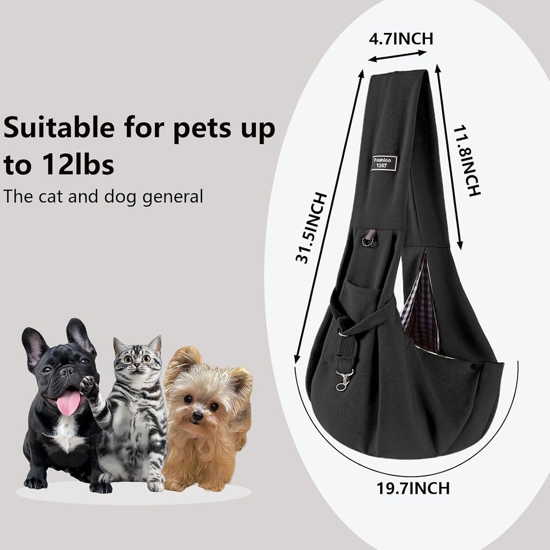 Dog Sling Carrier Soft Breathable for Small Dogs Cats 3-12 lbs