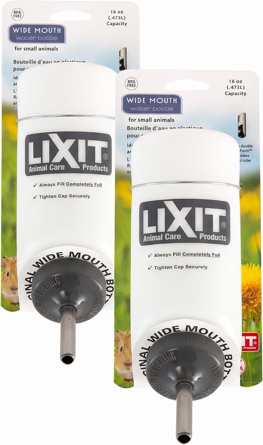 Lixit Pet Wide Mouth Water Bottle (16 oz), translucent, 8802