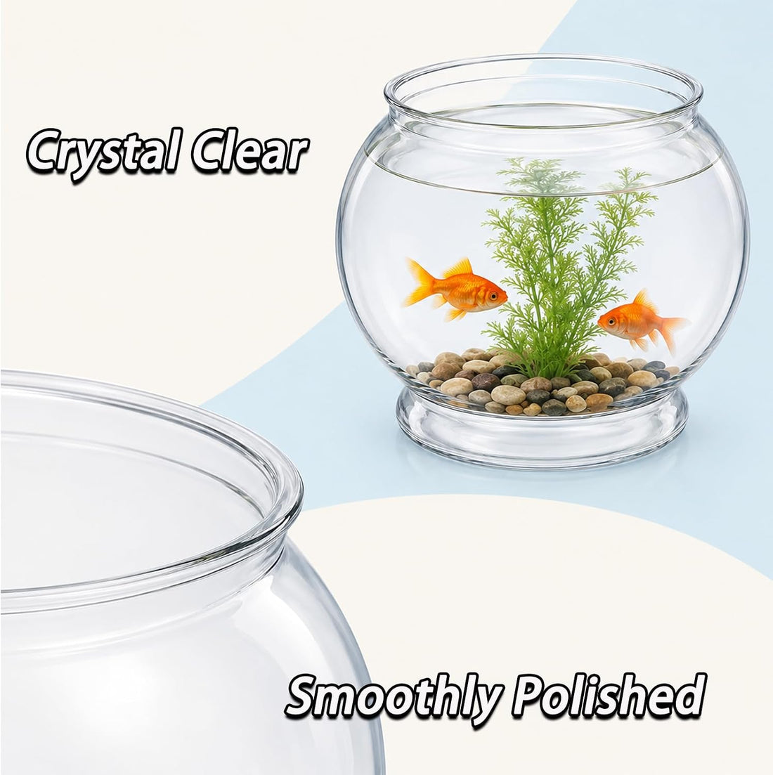 Mini Plastic Fish Bowl 30 oz Round Tabletop Aquarium Decorative
