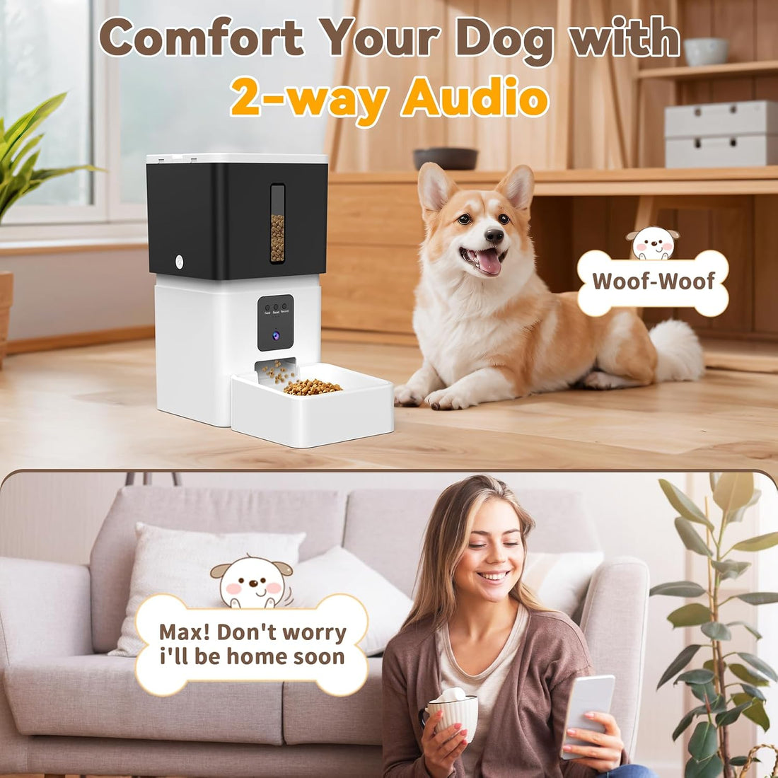 UTCG Automatic Dog Feeder with Camera: 8L/33 Cups 5G WiFi