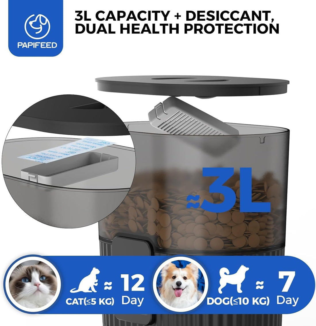 PAPIFEED Automatic Cat Feeder with App, WiFi Auto Cat Feeder