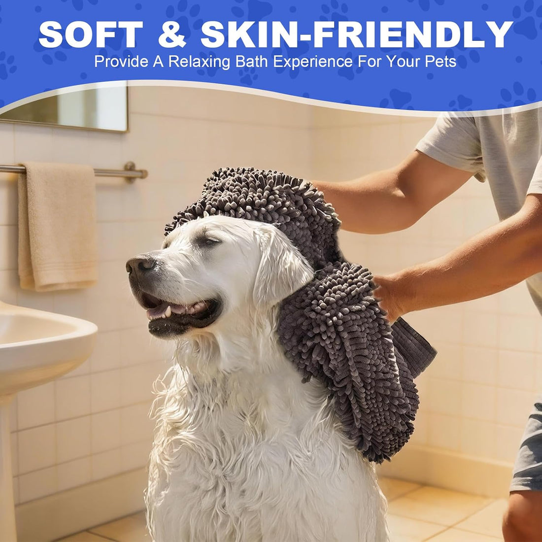 WOUSEDO Microfiber Chenille Dog Towel 1 Pack