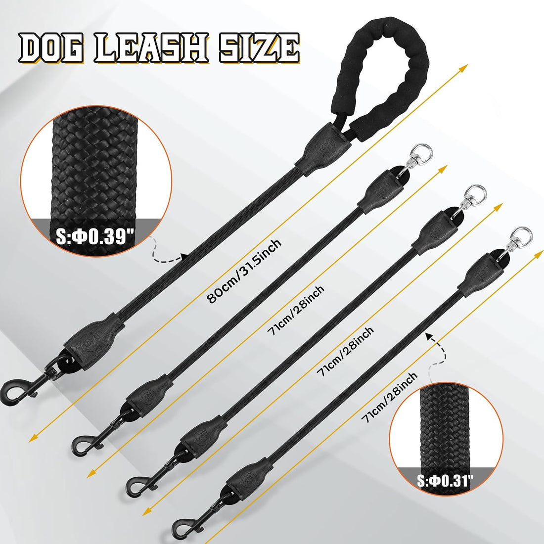 Heavy Duty 3 in 1 Dog Leash, 360 Swivel No Tangle No Pull Climbing