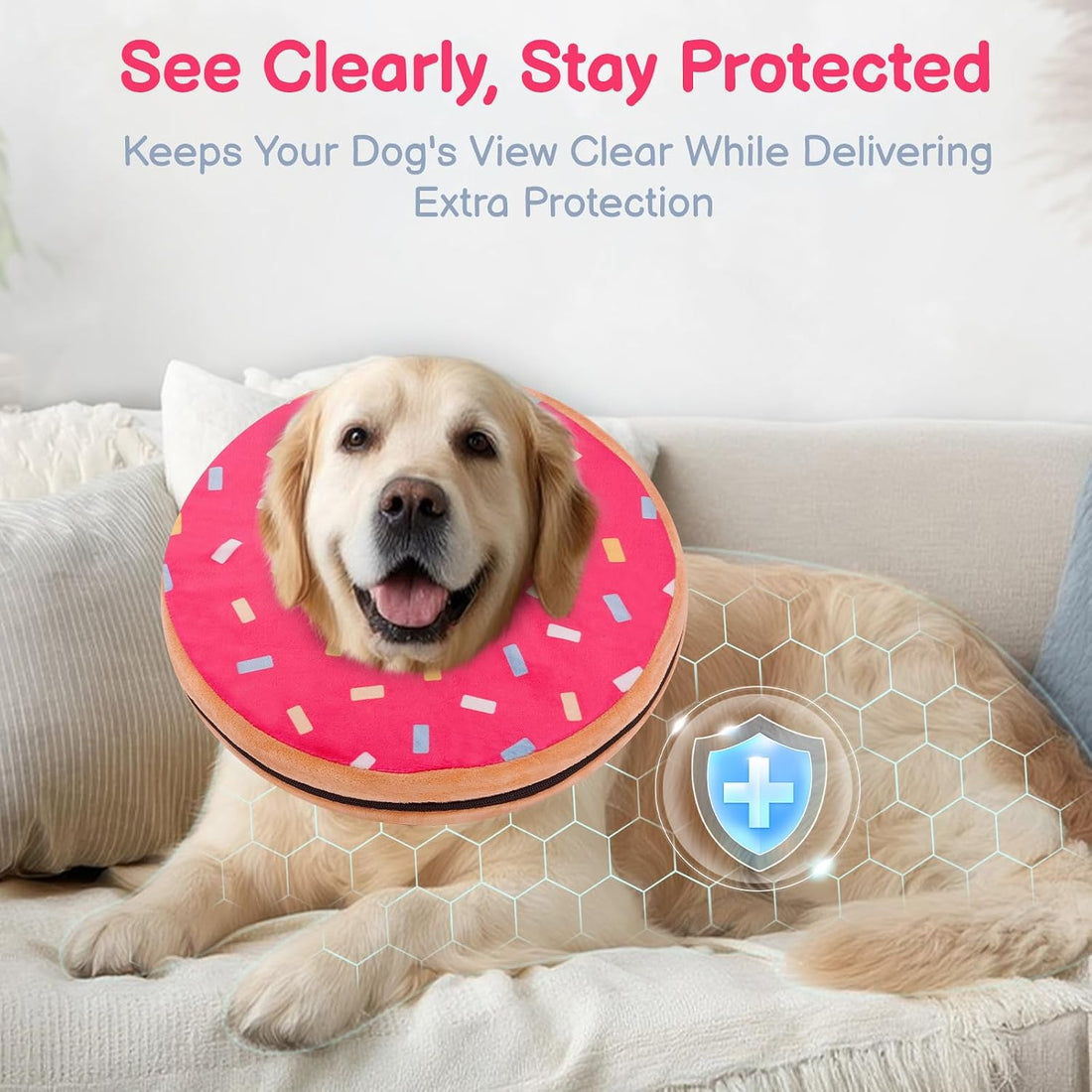 Donut Cone for Dogs, No-Inflation Sponge Donut Collar After Surgery