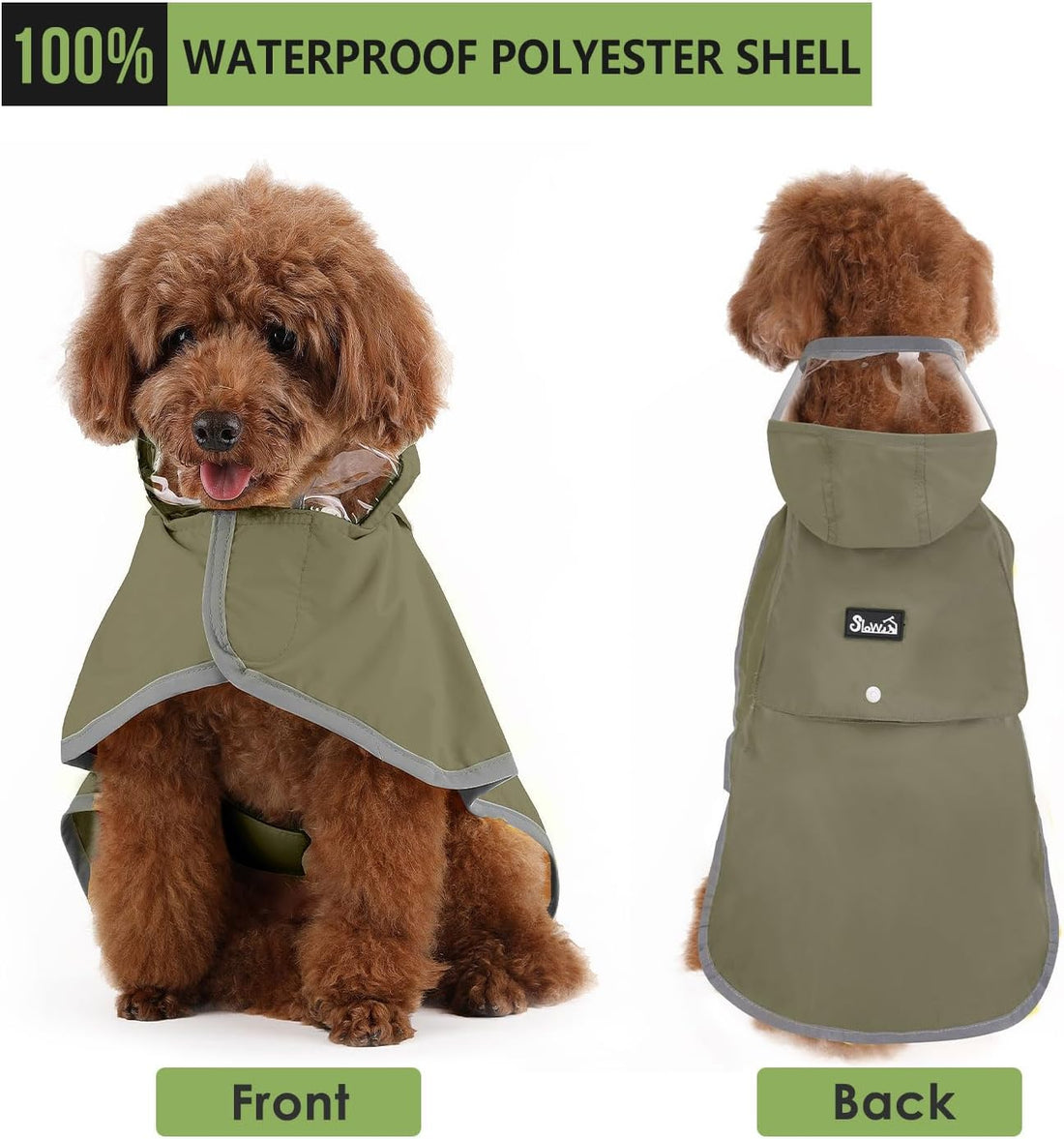 Lukovee Dog Raincoat, Ultra-Light Rain Jacket with Hood & Leash Hole