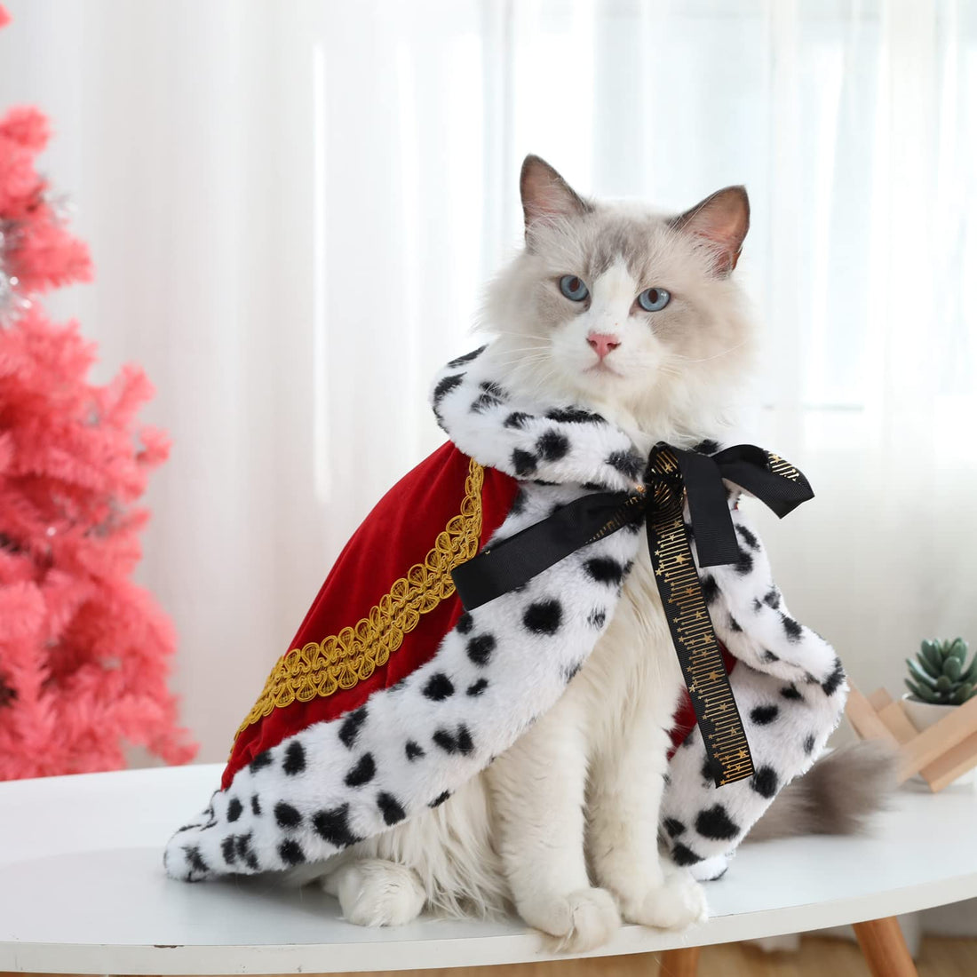 Lovelyshop pet Serial Lux Fur Red Cat Dog Cloak for Halloween Costumes
