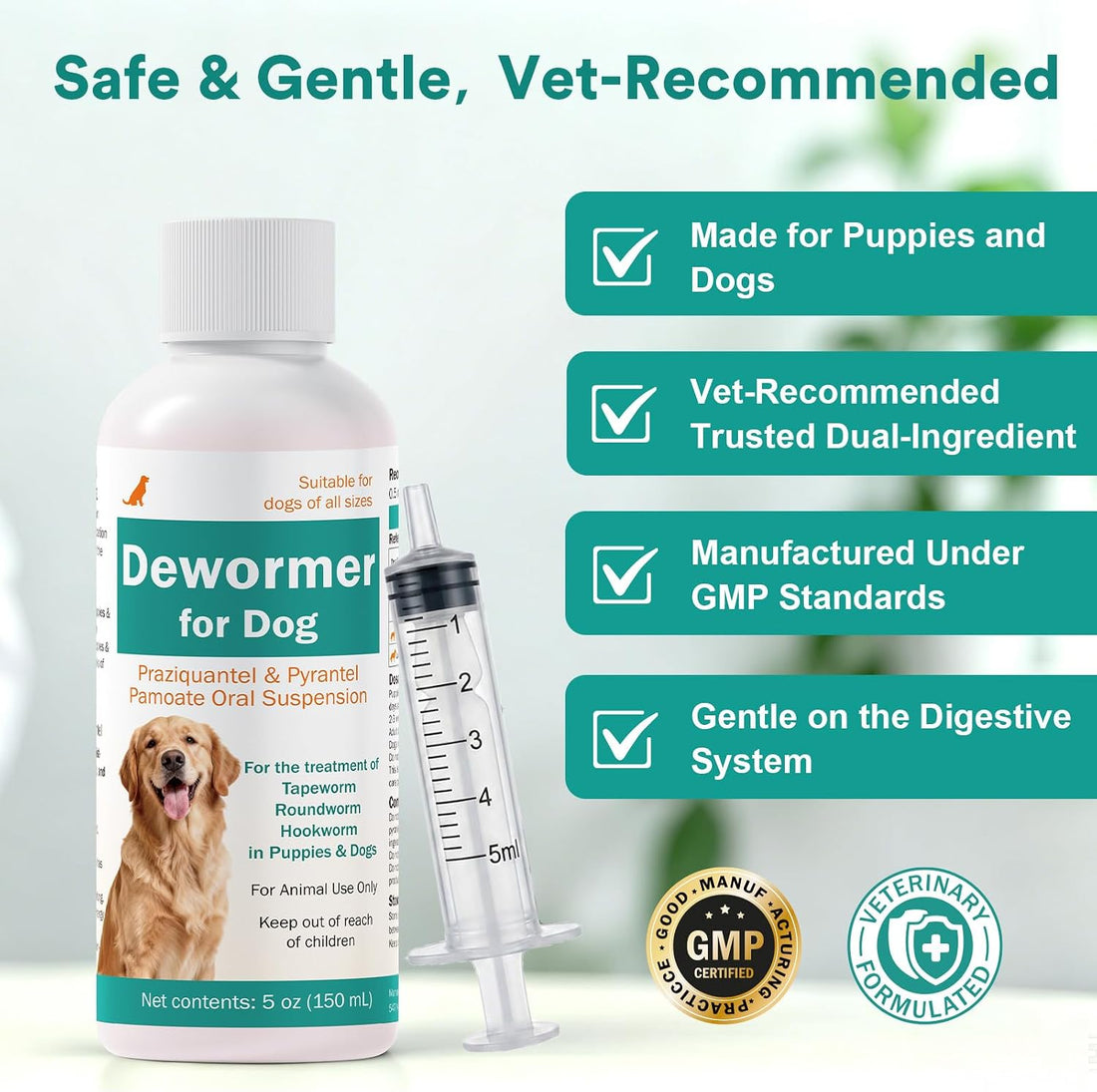 Dewormer for Dogs, Praziquantel & Pyrantel Pamoate Treatment