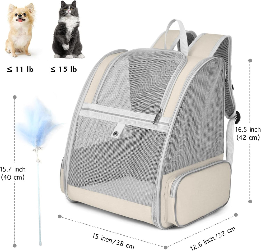Cat Backpack Carrier, Small Dog Carrier Backpack with Fully