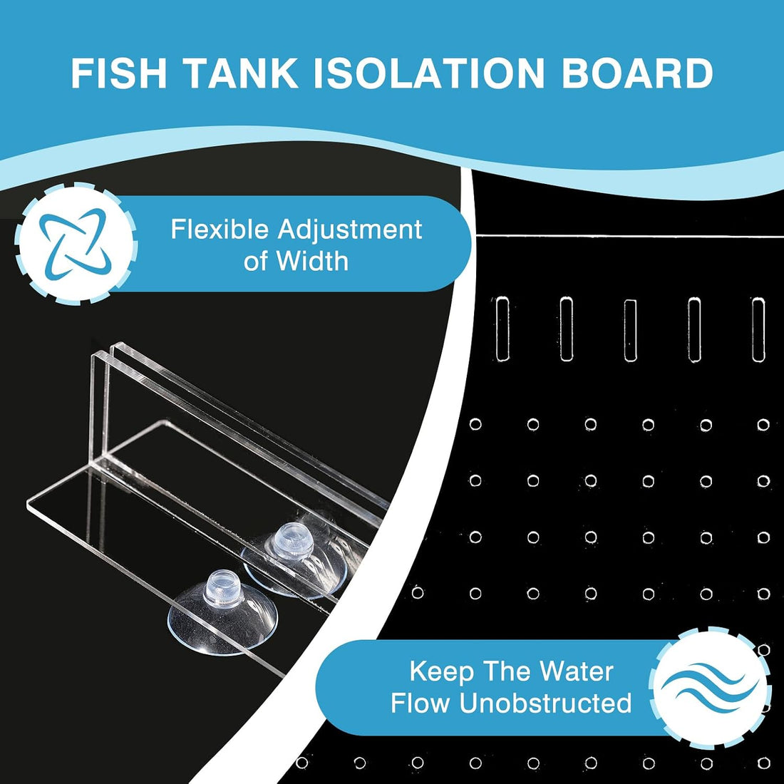 Aquarium Divider with Suction Cup, Clear, 11×11 in