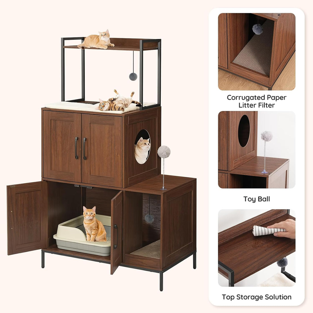 HOOBRO Litter Box Enclosure, Litter Box Furniture with Storage
