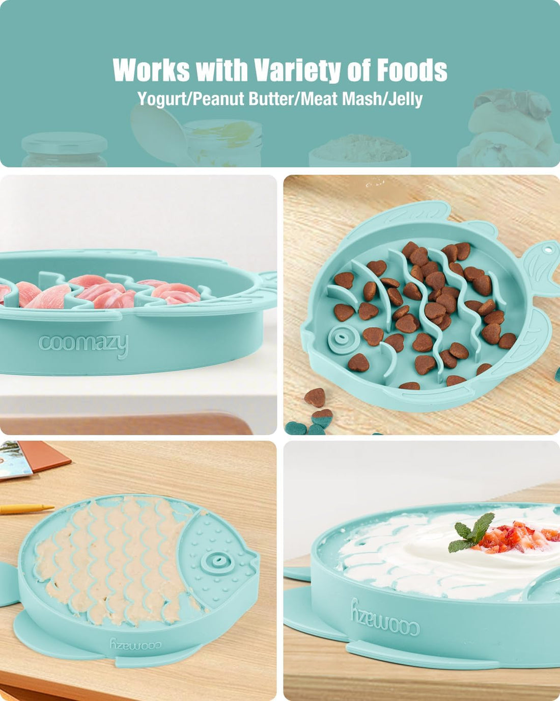 Coomazy Slow Feeder Cat Bowl Silicone Pet Puzzle Feeder for Slow