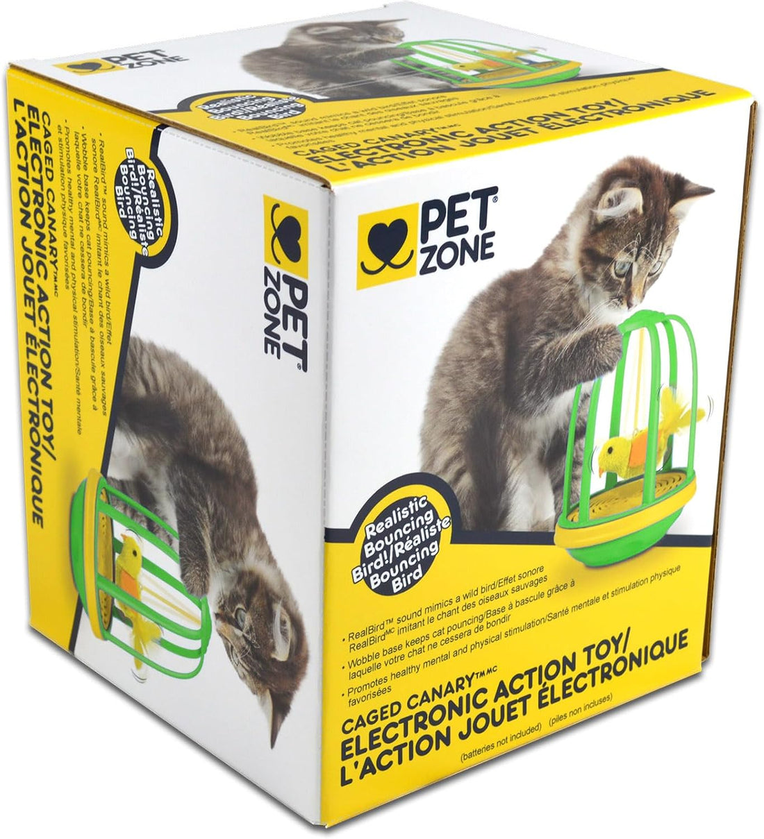 Pet Zone Caged Canary Electronic Bouncing Bird Cat Toy