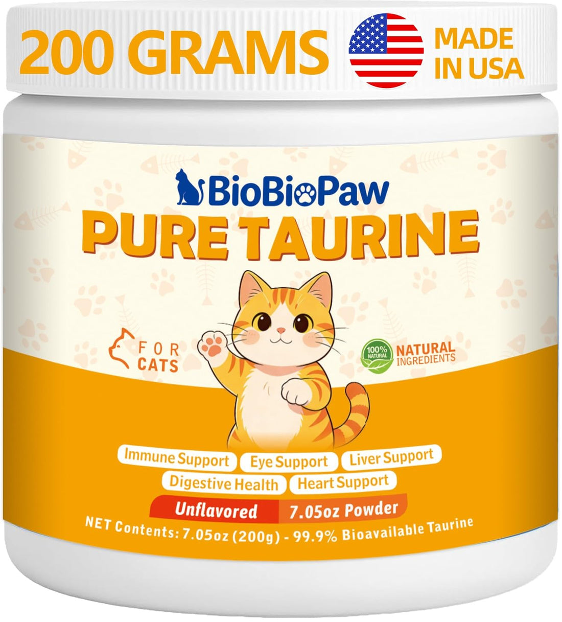 Pure Taurine for Cats Taurine Powder Supplement for Kitty Supports