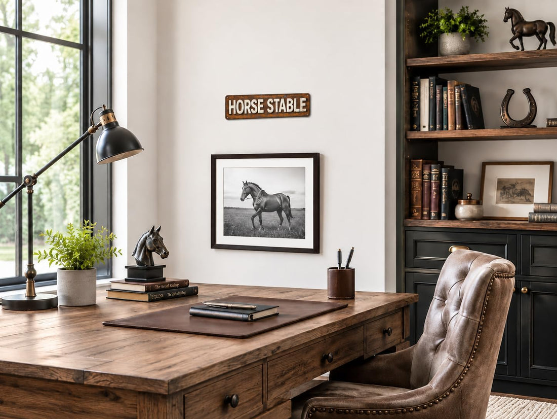 Horse Stable Metal Sign 4x16in Rustic Farm Plaque for Barn Door Wall