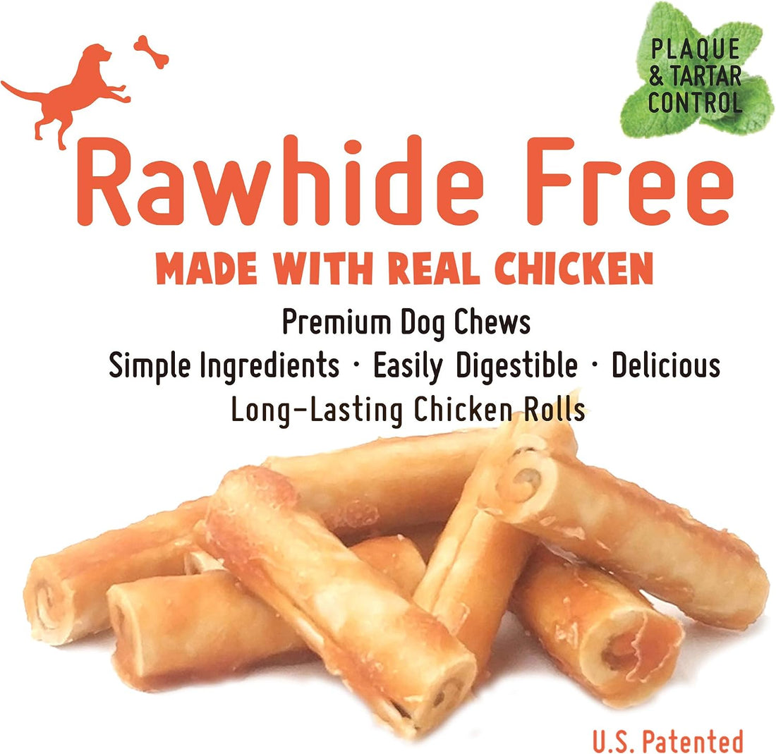 LuvChew Gluten Free Rawhide Free Dog Chew Chicken Rolls Mini 2.5"