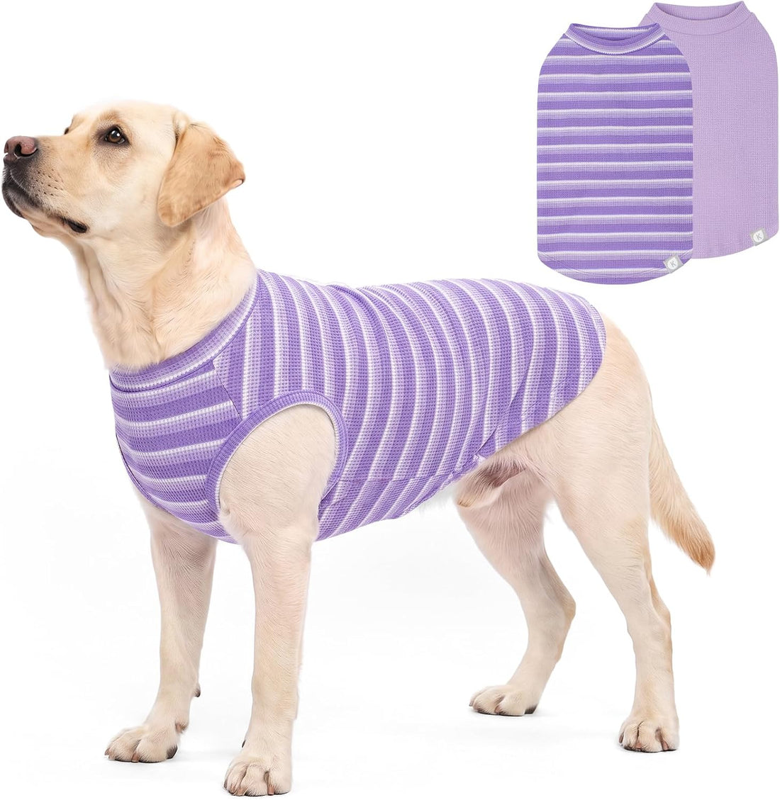 KYEESE 2Pack Waffle Dog Shirt for Small Dogs Striped Dog Sweater Tank