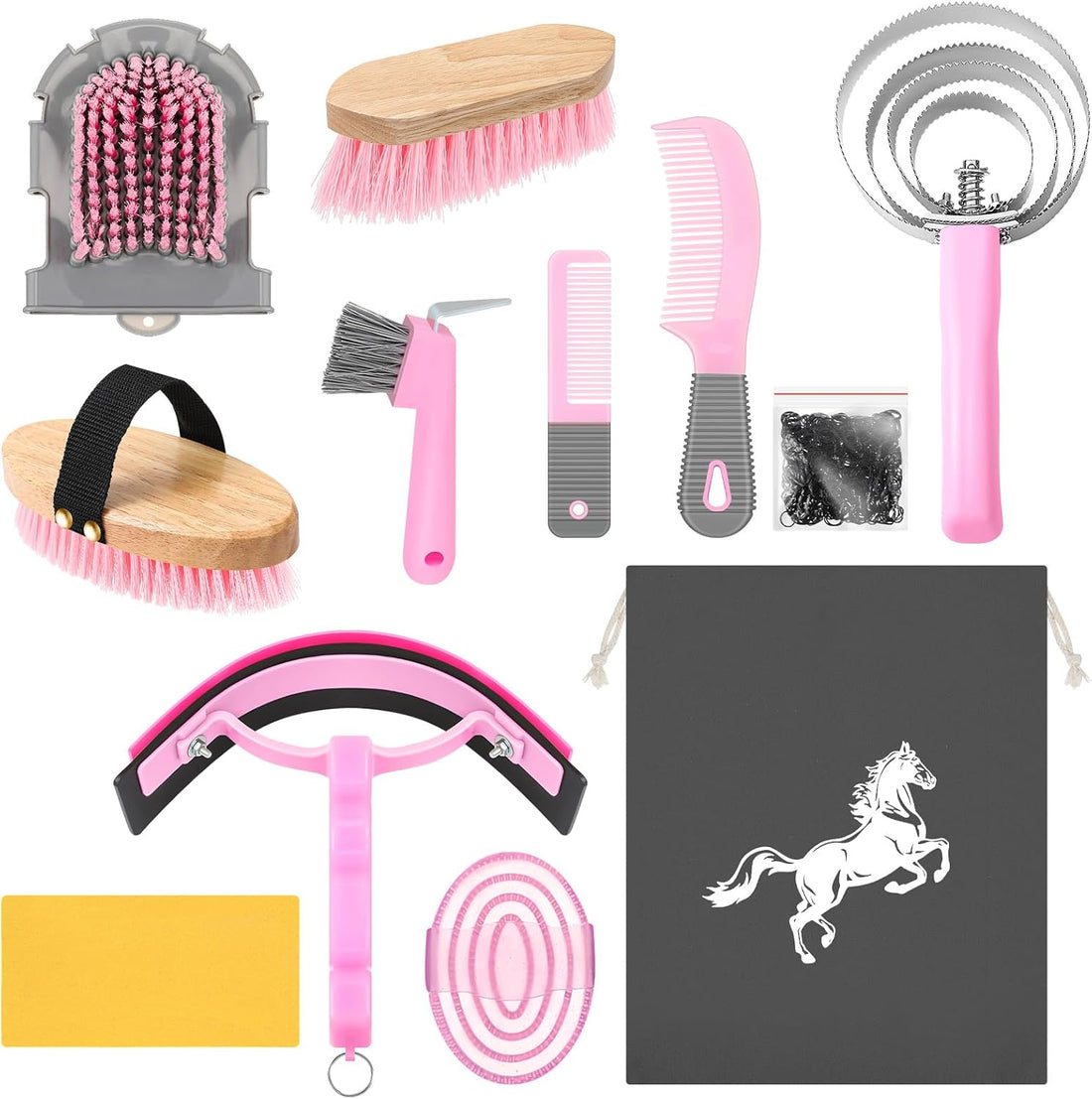 Abbylike 12 Pieces Horse Grooming Kit Equine Care Brushes,Blue
