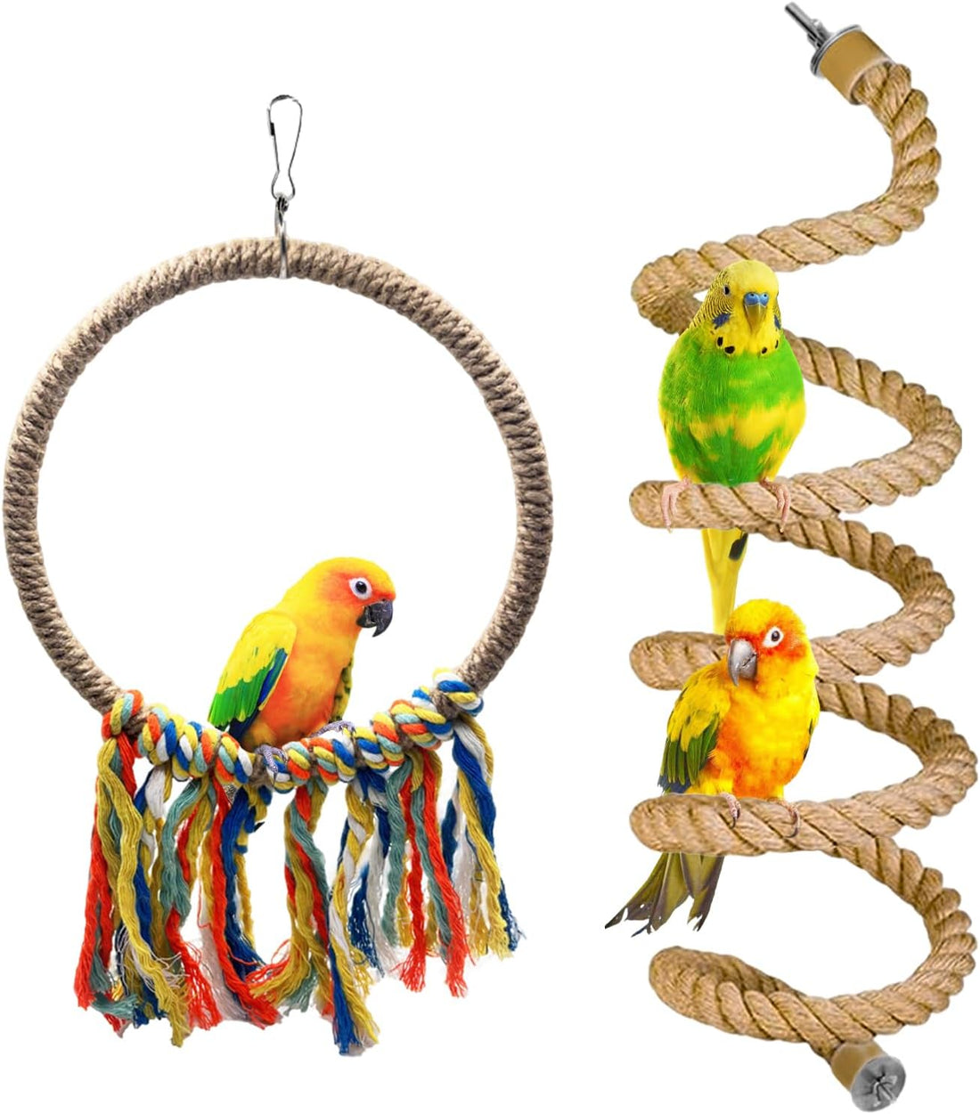 Bird Swing Rings Toy Swing Perch Natural Rattan Hoop Parrot Stand
