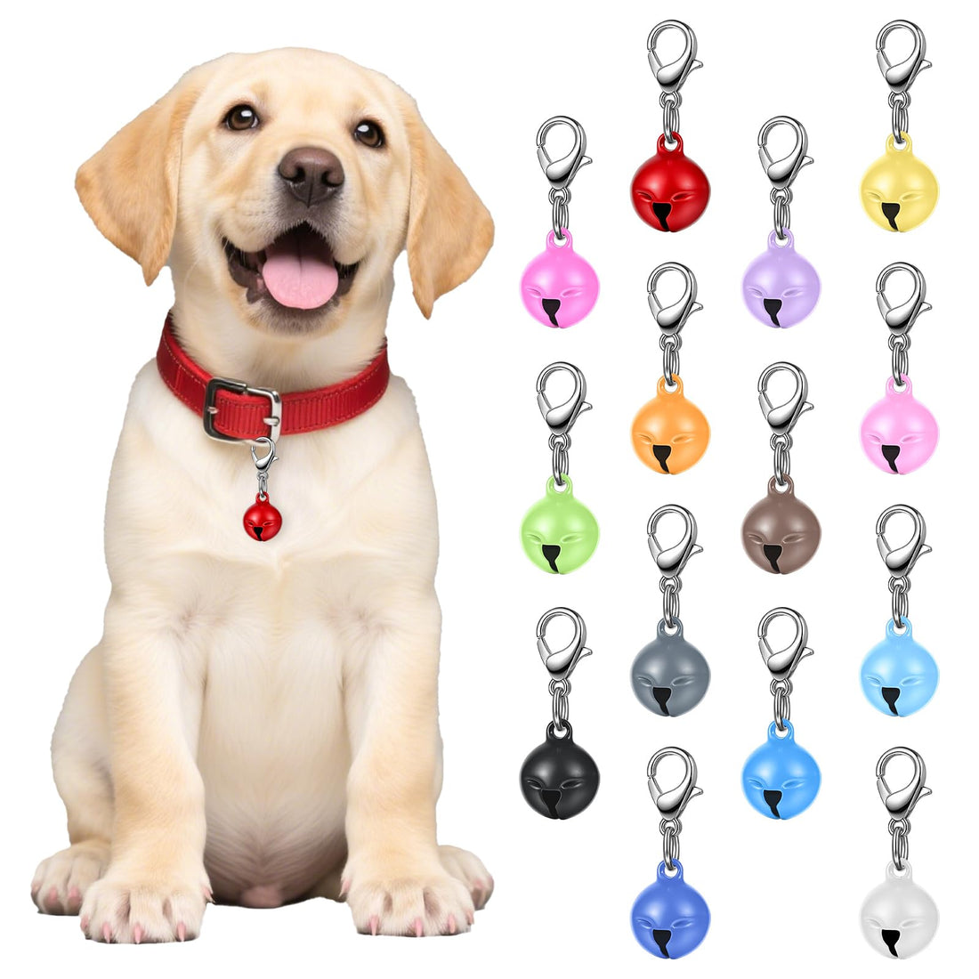 Larrel 14 Pcs Pet Bell, Small Dog Collar Bell with Key Rings Clasps