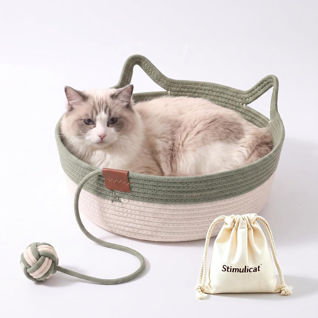 Instinct Basket Cat Bed with Cushion and Hanging Ball Toy
